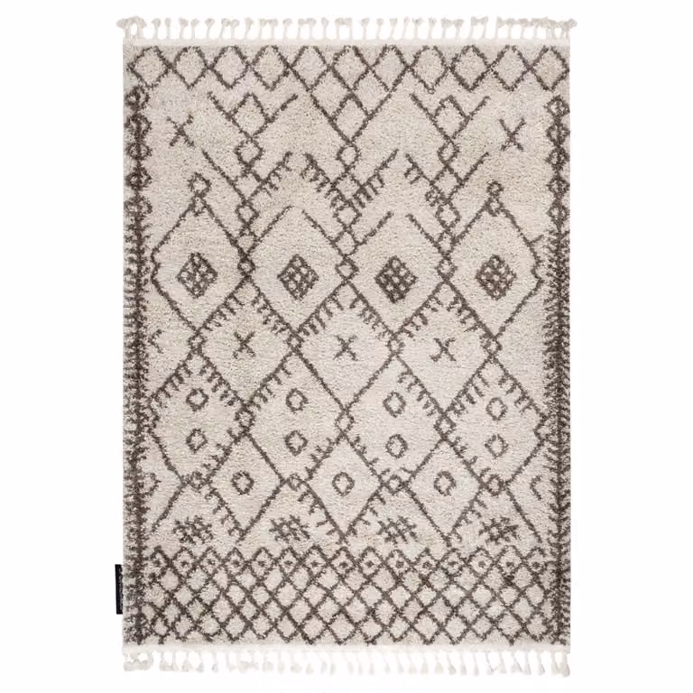 RugsX Berber Geometric Boho Rectangular Rug in Yellow and Beige, W: 160 cm, L: 220 cm