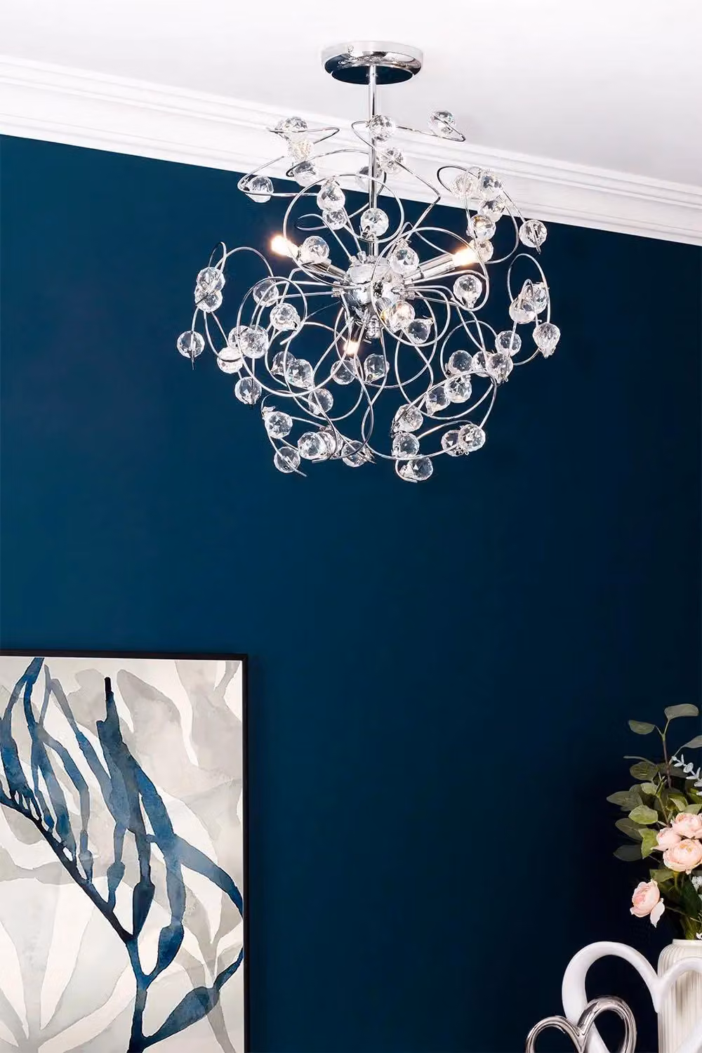 BHS Lighting Lila Sputnik Chrome and Crystal Flush Ceiling Light in Silver – 2