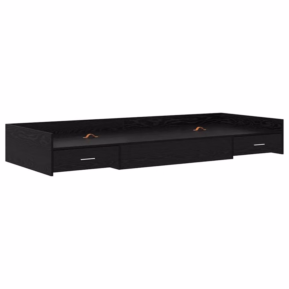Berkfield Home Storage Bed Frame in Black Oak with Drawers, W/D/H: 90 x 200 cm – 2