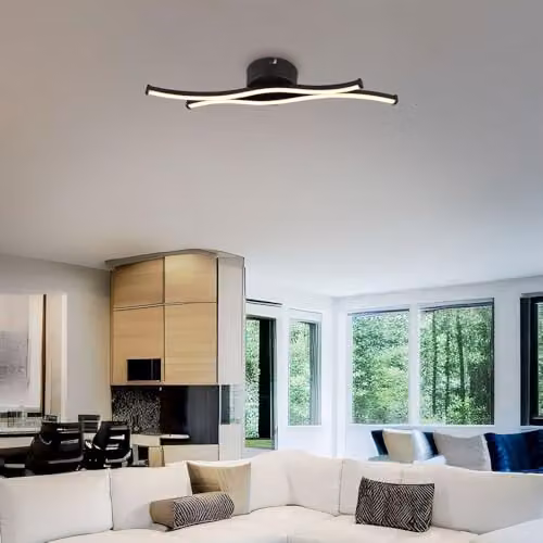 Netlighting Boyd Semi Flush Ceiling Light in Matt Black with Warm White LED – 3