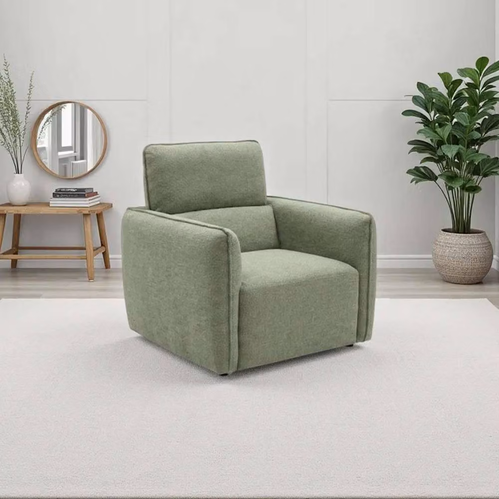Furnishings For Less UK Ashcroft High Back Armchair in Green Chenille Fabric – 2