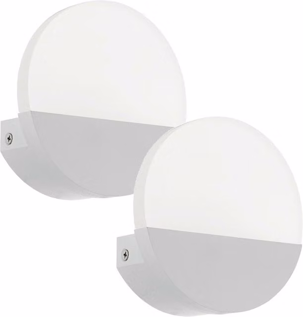 Loops 2 Pack White Modern LED Wall Lights with Satined Plastic Shade and Included 4.5W Bulbs