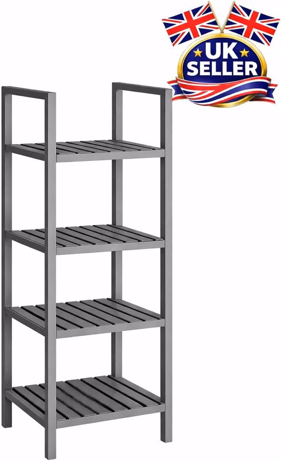 SAXONY Grey Freestanding Bathroom Cabinet with 4 Shelves, H 102 x W 30 x D 30 cm – 3