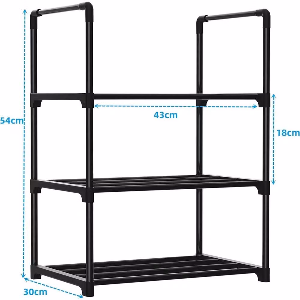 Nordara 3-Tier Metal Shoe Rack in Black, W/D/H: 55 x 43 x 30 cm – 2