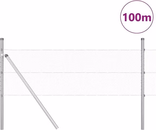Berkfield Home Hexagon Fence in Silver Galvanised Steel, W: 0.5 m x L: 100 m