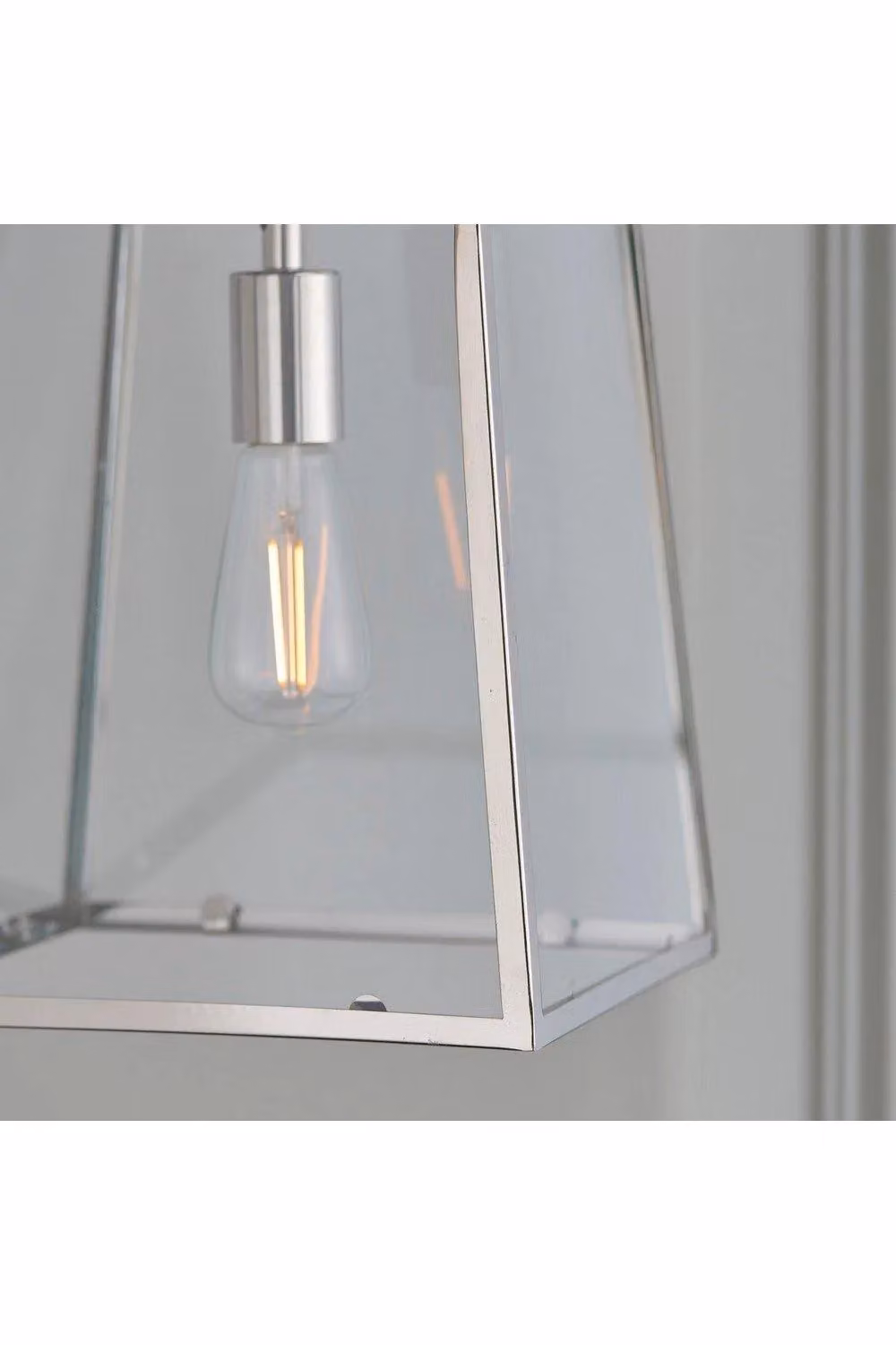 Netlighting Hurst Dimmable Pendant Light with Transparent Glass Shade and Silver Metal Finish, W/D/H: 27.5 x 31.5 x 31.5 cm – 3