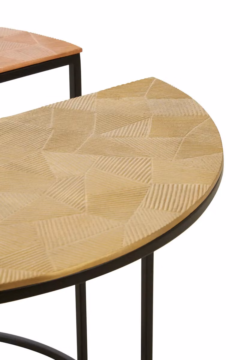 Orsina Set of 3 Geometric Round Metal Side Tables in Silver, Gold, Copper and Black – 4