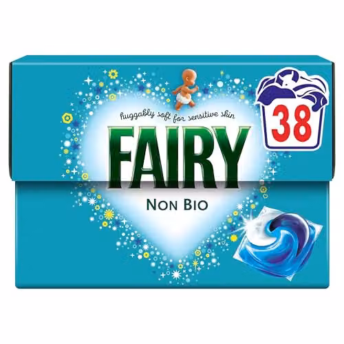 Fairy Non Bio Washing Liquid Pods, Blue, 38 Washes