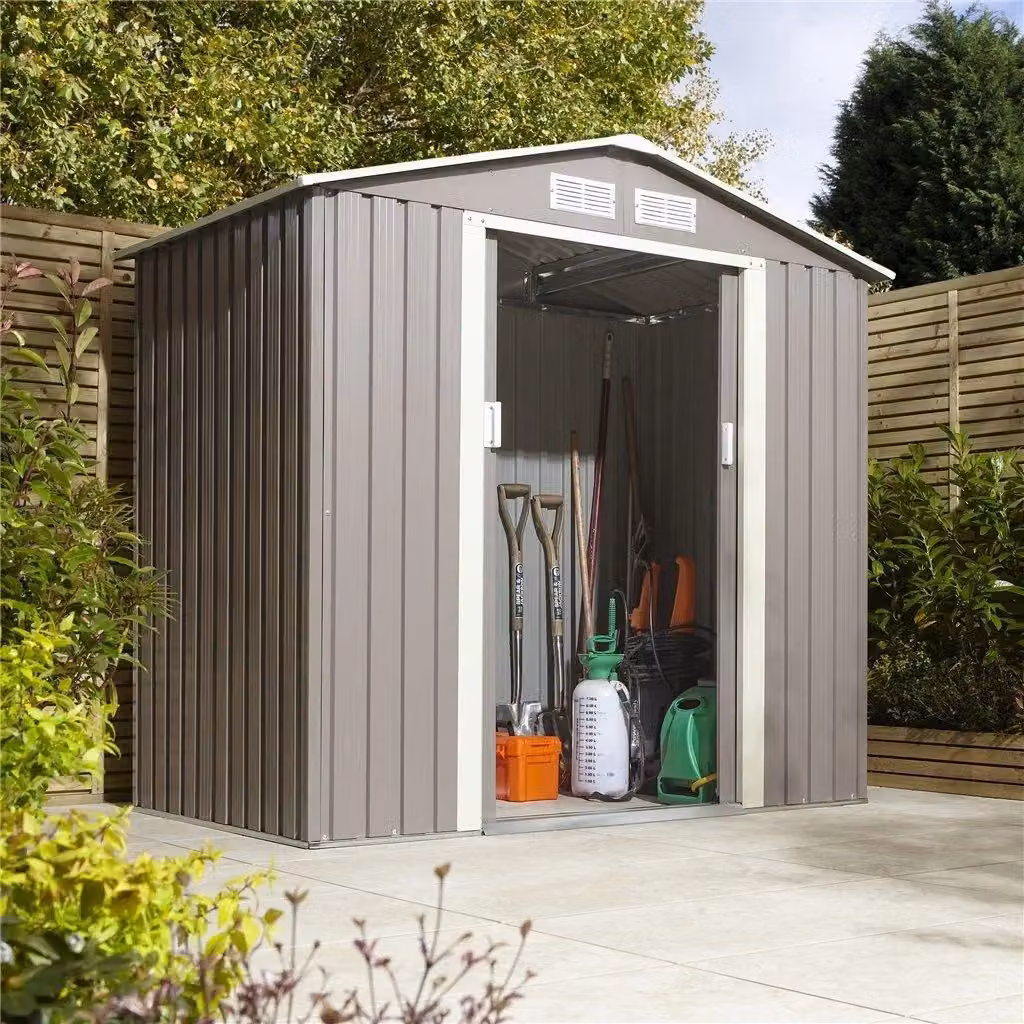 Cheshire Double Door Metal Apex Shed in Light Grey – 2