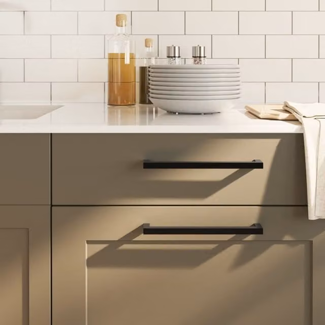 Berkfield Home 10 Pack Matt Black Stainless Steel Bar Cabinet Handles, Length: 22.4 cm