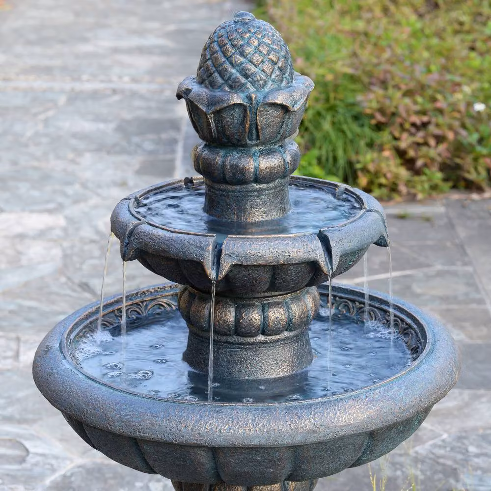 Teamson Home Two-Tier Cascade Birdbath Outdoor Garden Water Fountain in Antique Bronze, Height: 99 cm – 3