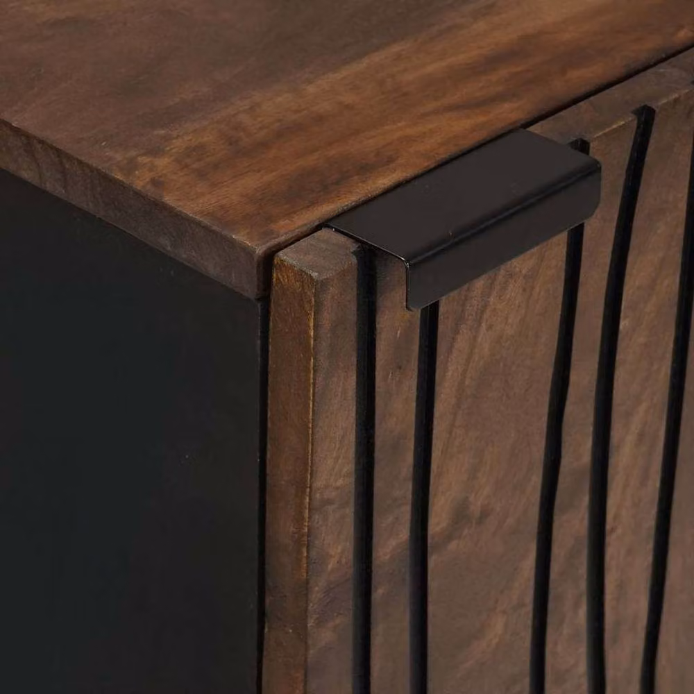 Berkfield Home Modern Mango Wood Sideboard in Brown and Black, W/D/H: 40 x 33.5 x 75 cm – 3