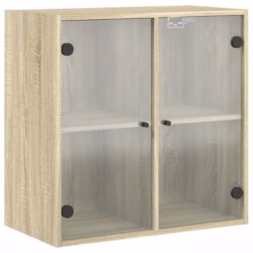 vidaXL Wall Cabinet with Glass Doors in Sonoma Oak, W/D/H: 68 x 37 x 68.5 cm