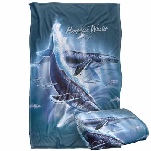 JQ Licensing Humpback Whales Silky Touch Super Soft Fleece Throw Blanket, Multicolour, W: 91 cm, D: 147 cm – 1