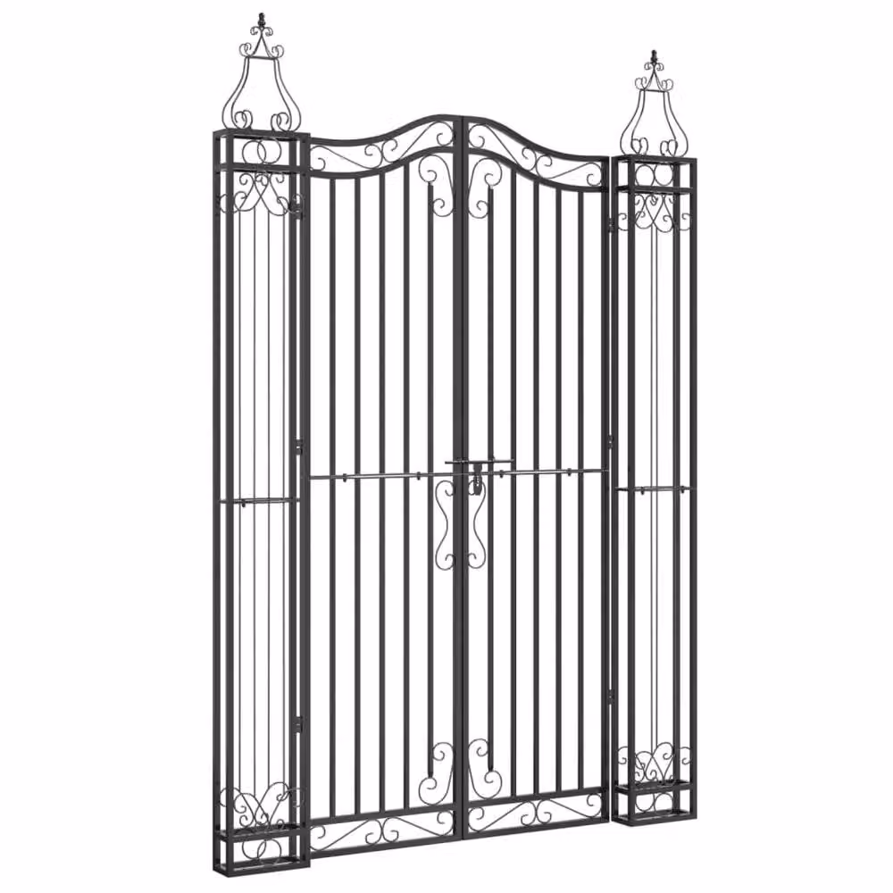 Berkfield Home Elegant Black Wrought Iron Garden Gate, W: 121 cm, D: 8 cm, H: 180 cm – 3