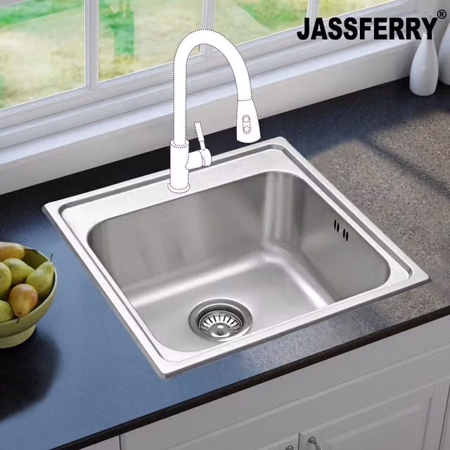 JASSFERRY Stainless Steel Drop-in Campervan Countertop Sink in Silver