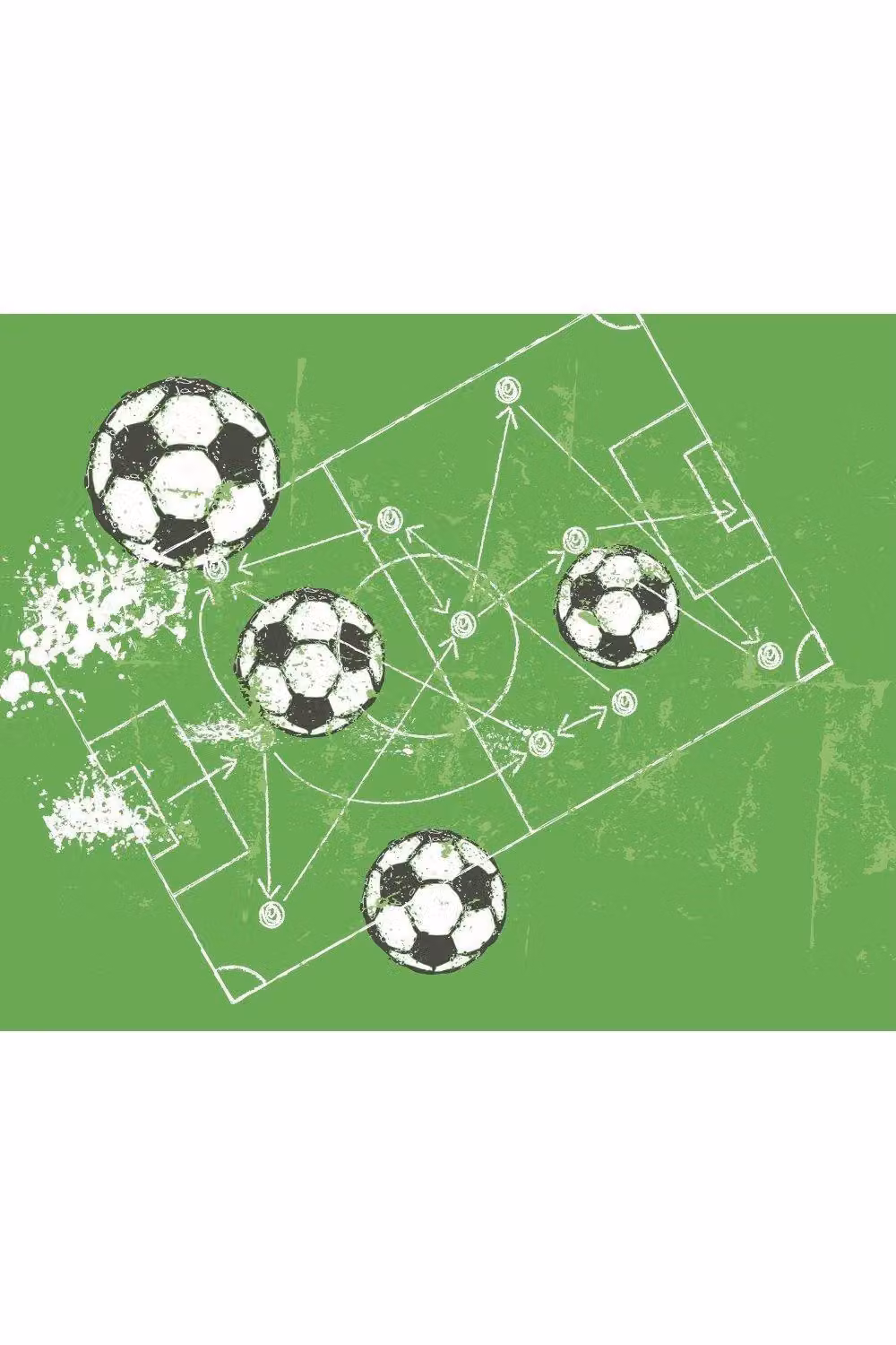 Origin Murals Football Grunge Wall Mural in Green, W: 300 cm x H: 240 cm – 2