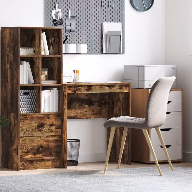 Berkfield Home Smoked Oak Writing Desk in Brown, W/D/H: 70 x 40 x 76 cm – 1