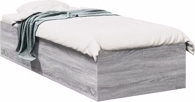 Berkfield Home Sonoma Bed Frame in Grey, W/D/H: 90 x 200 cm