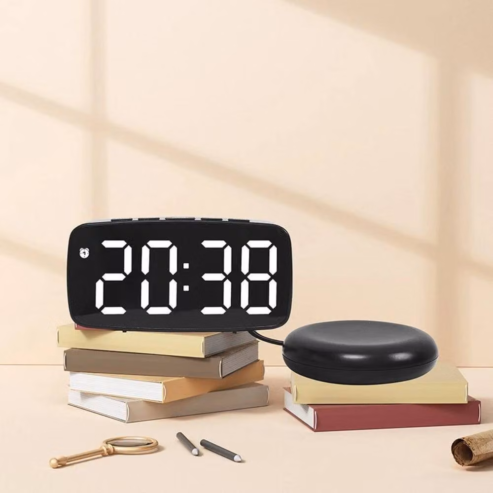 PAWNORA Alarm Clock Style C with Adjustable Brightness in Black and White – 3