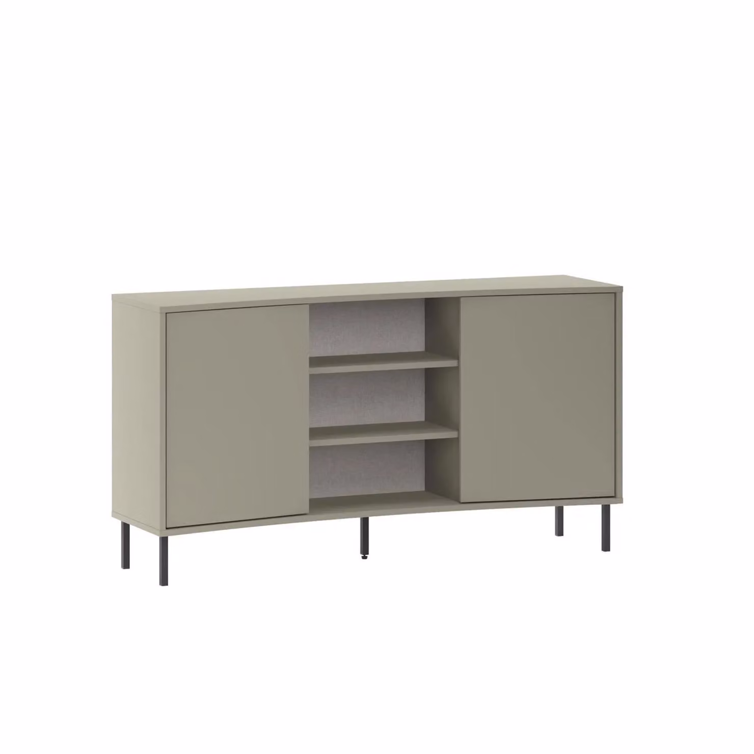 FWStyle Modern 2 Door Curved Sideboard in Ash Green and Black with Matt Metal Finish, W: 150 cm, H: 81 cm, D: 40 cm – 3