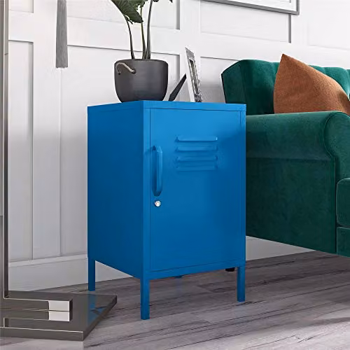 DHP Furniture Cache Metal Locker End Table in Blue, W/D/H: 40.0 x 38.0 x 68.9 cm – 2