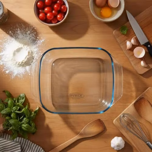 Pyrex Transparent Glass Square Roasting Dish with Handles, W/D/H: 25 x 25 x 6.8 cm – 2