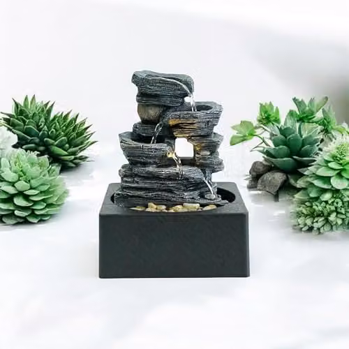 Buttercup Farm Minster Table-Top Water Fountain in Grey, W: 18 cm, D: 18 cm, H: 24 cm – 1