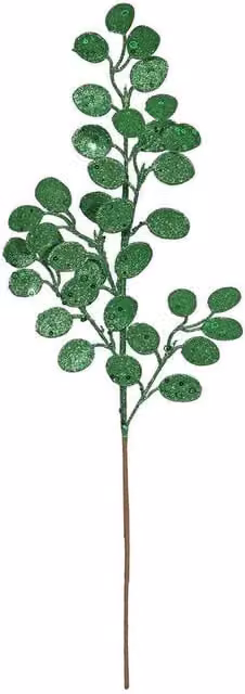 Kingsbury Gifts Glitter Eucalyptus Artificial Stem in Green