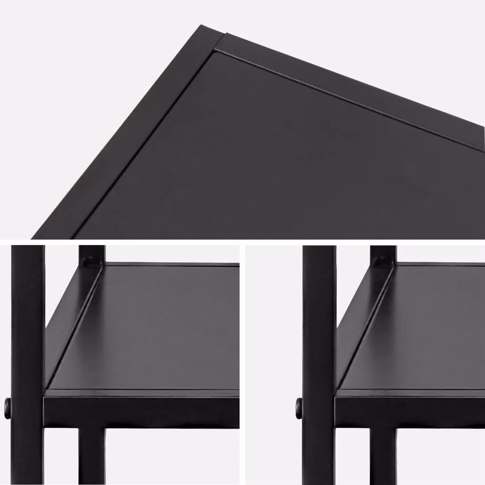 sweeek Pair of Black Metal and Glass Industrial Bedside Tables with Shelves, W/D/H: 40 x 40 x 52 cm – 3