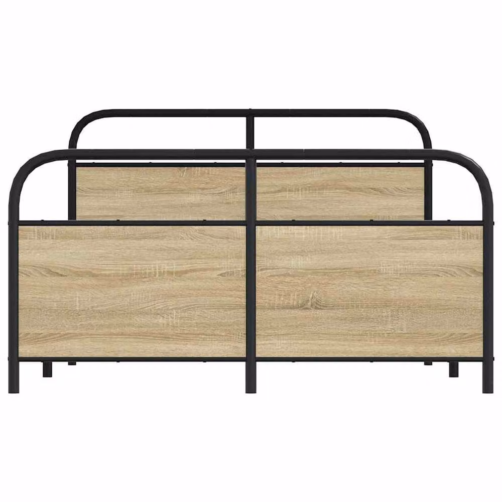 Berkfield Home Metal Bed Frame in Sonoma Oak and Black, W: 140 cm, L: 200 cm – 2