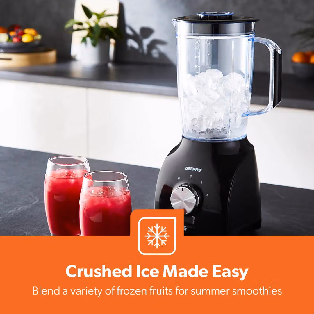 Geepas 600W Multifunctional Blender with 1.8L Jar and Spice Grinder in Black – 7