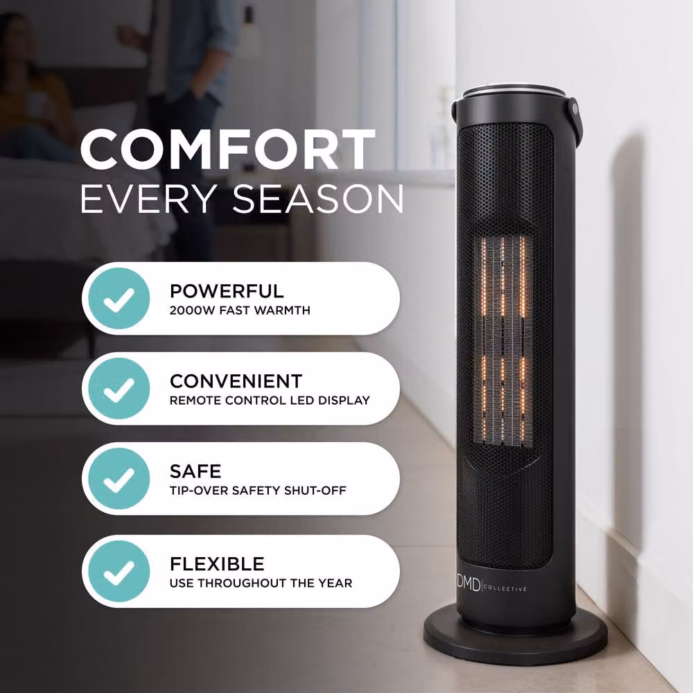 DMD Collective 20 inch Ceramic Fan Heater with Remote Control in Black – 4