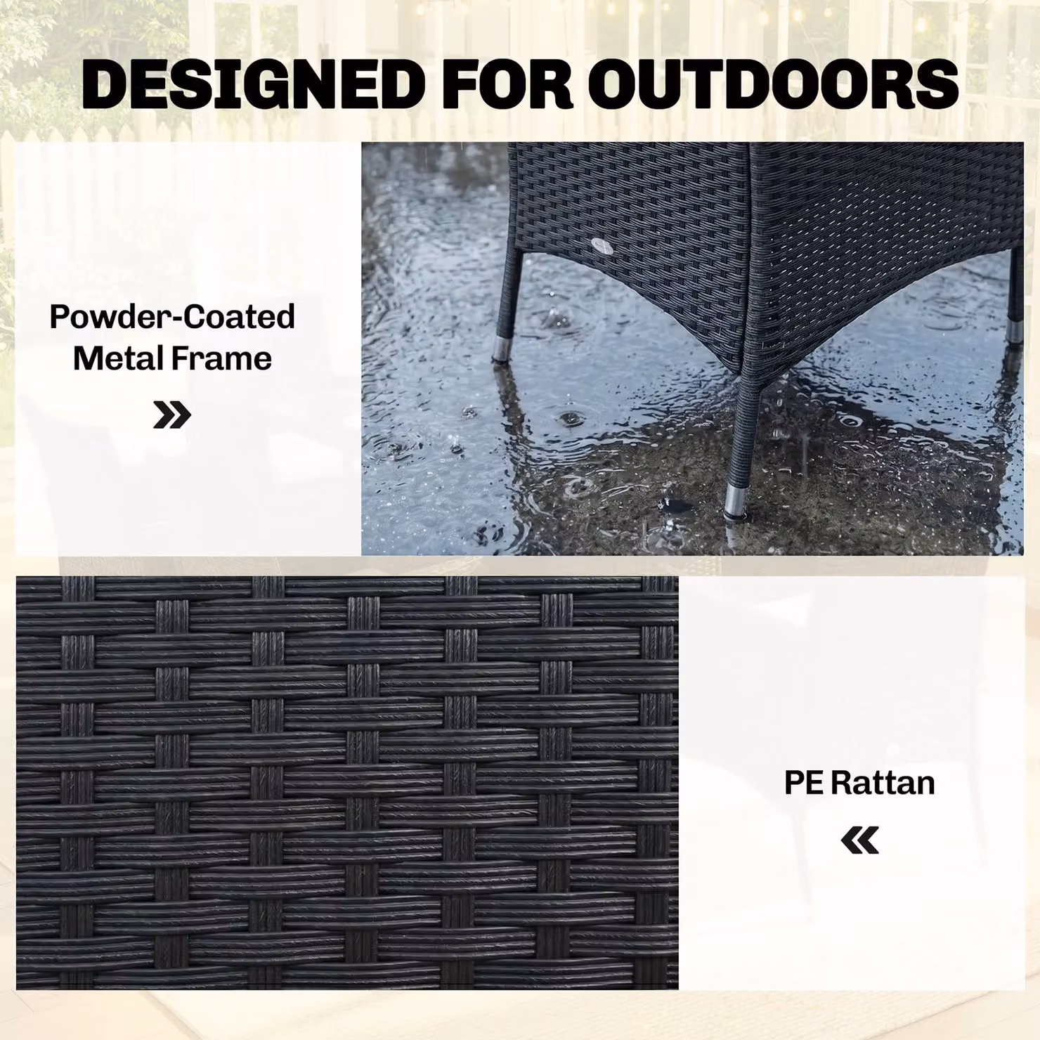 Outsunny 7-Piece Black Rattan Garden Furniture Dining Set – 9