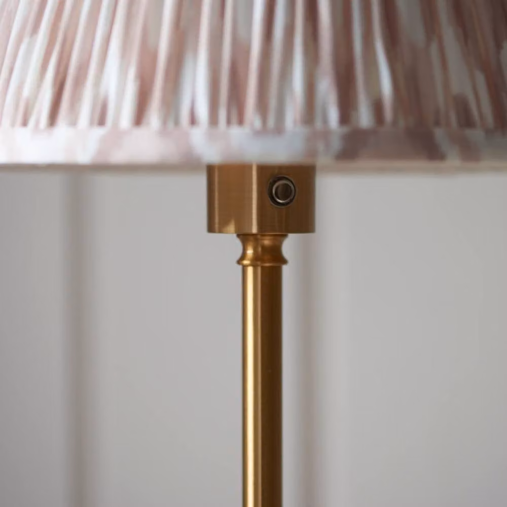 Netlighting Burley Rechargeable Dimmable LED Floor Lamp with Fabric Shade in Gold/Brass – 3