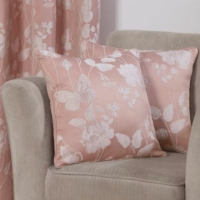 NewEdgeBlinds Modern Floral Square Cushion Cover in Pink and Yellow