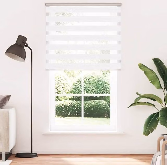Berkfield Home White Zebra Day and Night Blind with Polyester Fabric, W: 120.9 cm, H: 230 cm