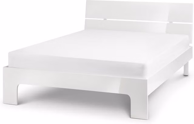 Julian Bowen Manhattan Modern Glossy White Engineered Wood Bed Frame, 140 x 200 cm