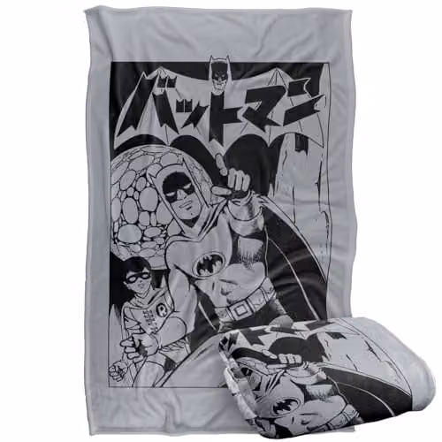 LOGOVISION Batman and Robin Kanji Super Soft Fleece Throw Blanket, Multicolour, W/D/H: 91 x 147 cm