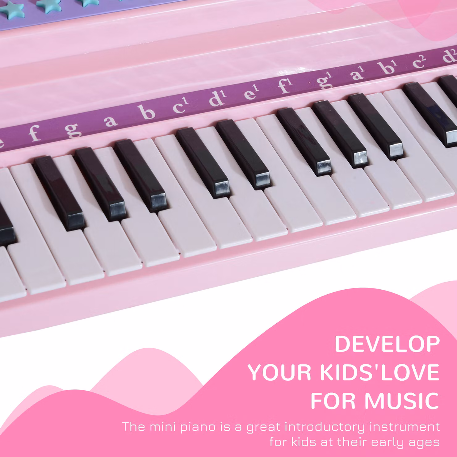 HOMCOM Mini Electronic Piano with Stool in Pink – 2