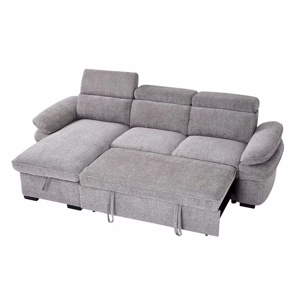 Furnishings For Less UK Blake Reversible 4 Seater Fabric Corner Sofa Bed in Grey, W: 262 cm, D: 166 cm, H: 84 cm – 2