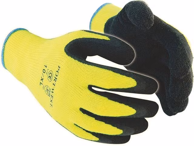 Portwest Thermal Grip Latex Gloves, Pack of 2, Black, Size: XXL