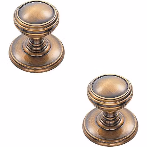 Loops 2 Pack Brushed Bronze Ringed Tiered Cupboard Door Knobs