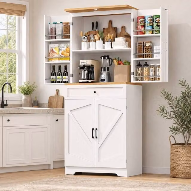 STILVORA White Modern Matt Kitchen Base Unit with Hinged Doors, Drawers and Internal Shelves – 1
