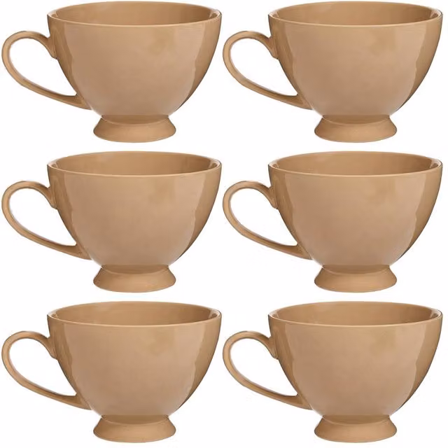 Dibor Montmartre Set of 6 Large Ceramic Tea Cups and Coffee Mugs in Beige – 1