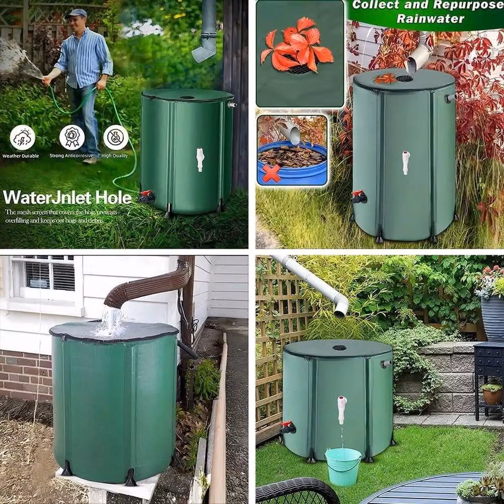 FLAVORA 50L Green Rainwater Storage Water Butt Tank – 3