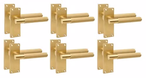 Golden Grace Victorian T-Bar Door Handle Set in Gold and Brass, 6 Pairs