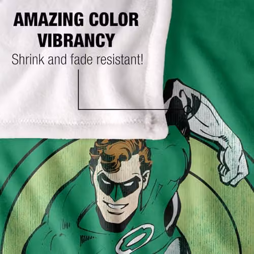 Warner Bros. Green Lantern Power Stance Super Soft Fleece Throw Blanket, Green and Multicolour – 3