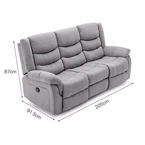 More4Homes Seattle Electric Fabric Recliner 3+2+1 Sofa Armchair Set Suite in Grey – 2