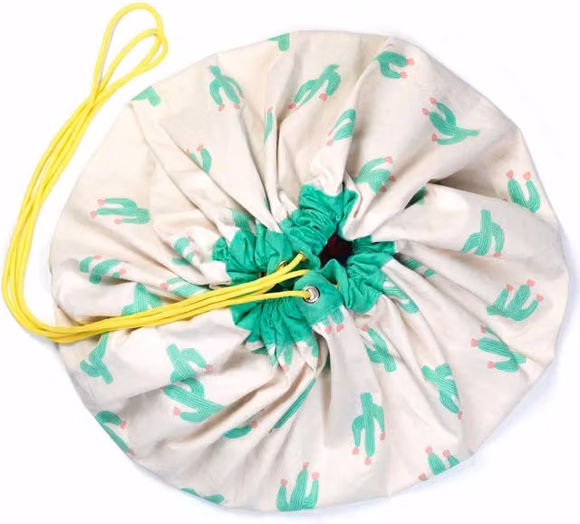 OHS Cactus 2 In 1 Cotton Storage Bag Playmat in Green and Multicolour